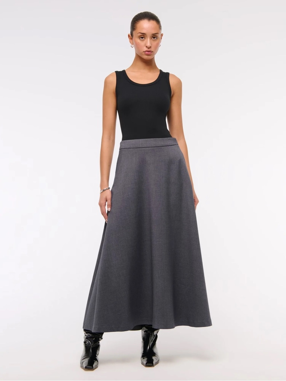 high rise circle-cut maxi skirt - abercrombie